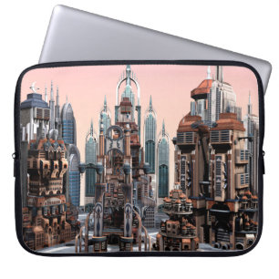 Housse Pour Ordinateur Portable Art de la skyline de ville futuriste pastel fantas