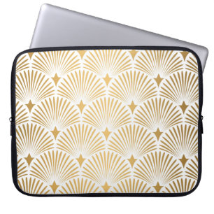 Housse Pour Ordinateur Portable Art Déco : Elégance Gold-White.