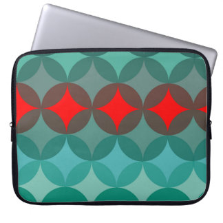 Housse Pour Ordinateur Portable art déco inspiré turquoise & rouge abstrait