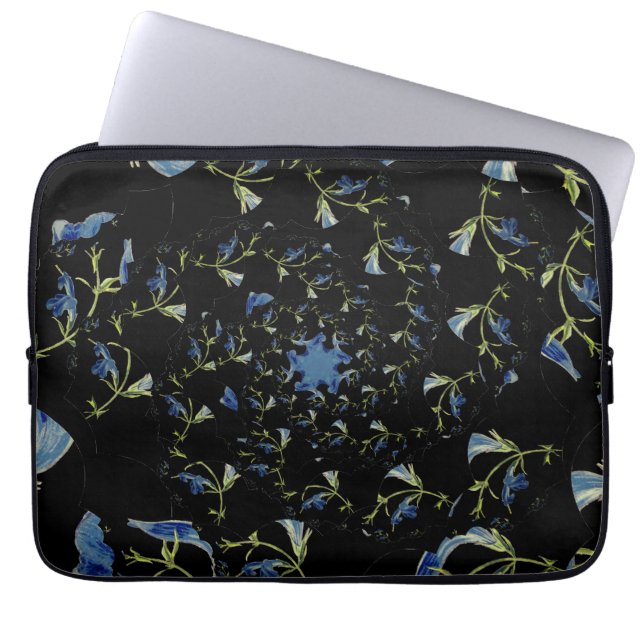 Housse Pour Ordinateur Portable Art fractal bleu et noir Sage (Devant)