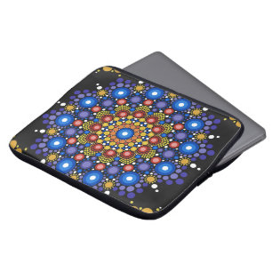 Housse Pour Ordinateur Portable Art Fractal Floral Dotée Rétro Mandala