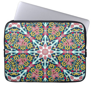 Housse Pour Ordinateur Portable Art mandala de rosette ornementale colorée