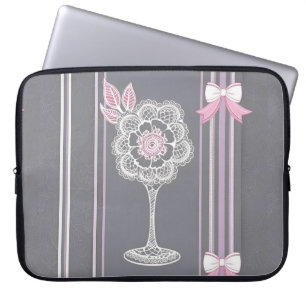 Housse Pour Ordinateur Portable Art numérique rose et gris