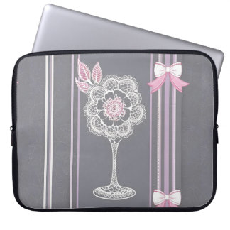Housse Pour Ordinateur Portable Art numérique rose et gris