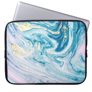 Housse Pour Ordinateur Portable Art Océanique : Fissures D'Agate De Marbre.