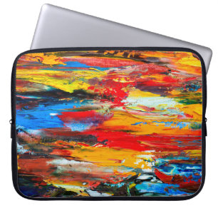 Housse Pour Ordinateur Portable Art painting with palette knifeblack,paris,red,whi