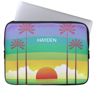Housse Pour Ordinateur Portable Art personnalisé de palmiers au coucher du soleil