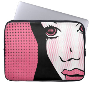 Housse Pour Ordinateur Portable Art Pop Moderne de Bande Dessinée du Visage de Fem