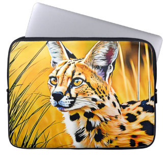 Housse Pour Ordinateur Portable Art Serval Africain