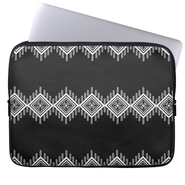Housse Pour Ordinateur Portable Art tribal noir et blanc (Devant)