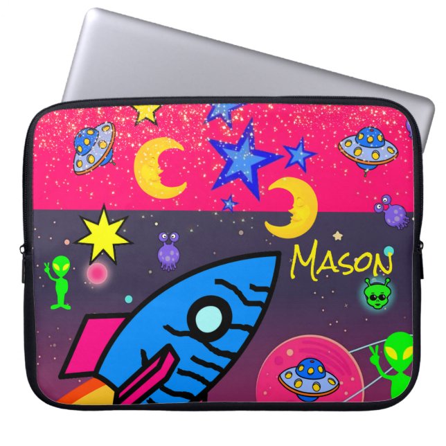 Housse Pour Ordinateur Portable Astronaute Alien de vaisseau spatial de saut d'ord (Devant)