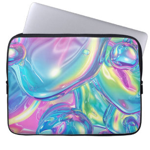 Housse Pour Ordinateur Portable Aura esthétique dégradé en métal liquide holograph