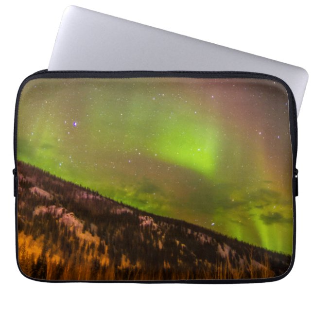 Housse Pour Ordinateur Portable Aurora Borealis | Montagnes Fairbanks Alaska (Devant)