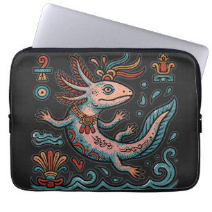 Housse Pour Ordinateur Portable Axolotl aztèque Xolotl pierre érodée art tribal bo