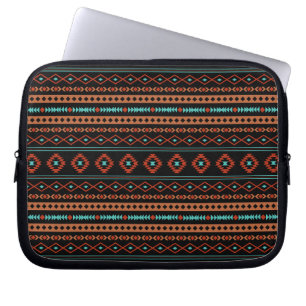 Housse Pour Ordinateur Portable Aztec Rusts Turquoise Noir Motifs mélangés Motif
