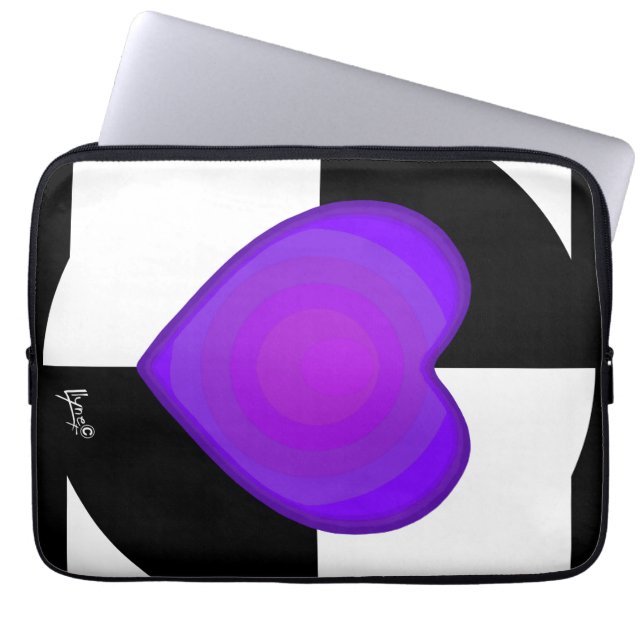 Housse Pour Ordinateur Portable B&W Purple Hearts Beating (Devant)