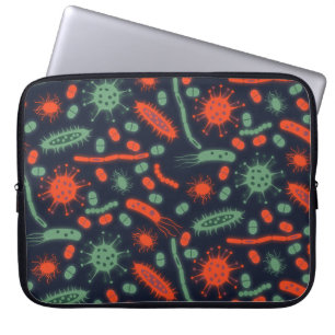Housse Pour Ordinateur Portable Bactérie lumineuse Microorganisme vert rouge