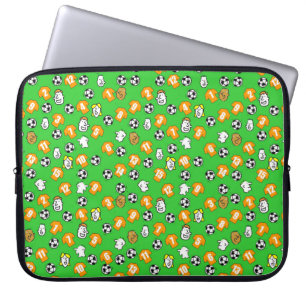 Housse Pour Ordinateur Portable Ballons de foot, Maillots orange et supporters