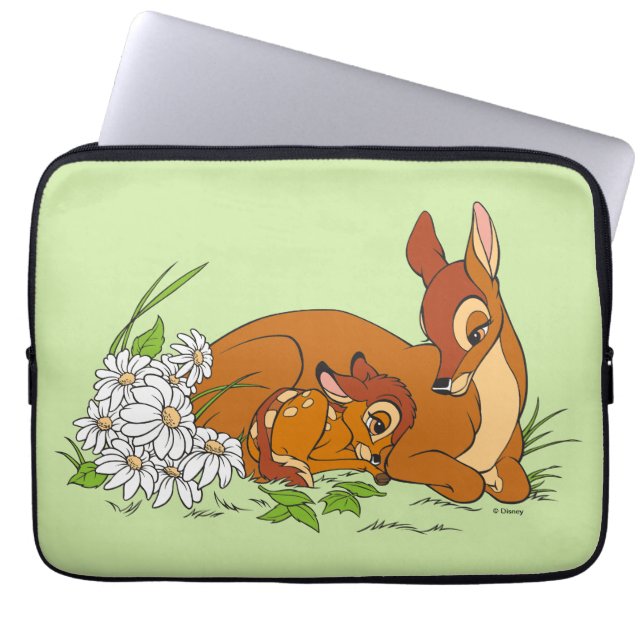 Housse Pour Ordinateur Portable Bambi Se Repose Avec Sa Mère (Devant)