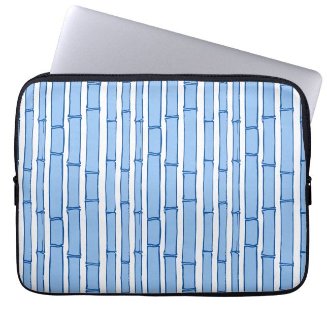 Housse Pour Ordinateur Portable Bambooey Bamboo Stripe in Blue Porcelain (Devant)