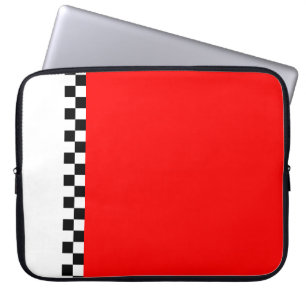 Housse Pour Ordinateur Portable bande à damiers rouge
