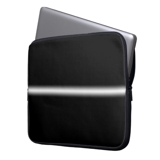 Housse Pour Ordinateur Portable Bande blanche fanée sur noir (devant gauche)
