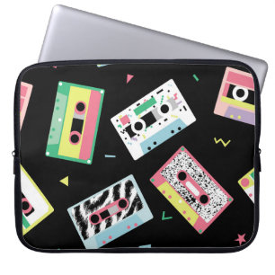 Housse Pour Ordinateur Portable Bandes audio rétro, style motif des années 80.