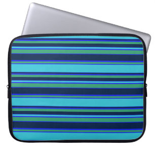 Housse Pour Ordinateur Portable Bandes bleues et vertes