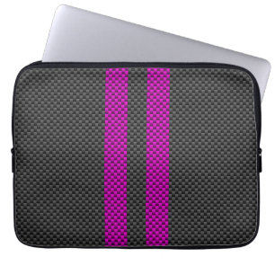 Housse Pour Ordinateur Portable Bandes de course roses verticales en style fibre d