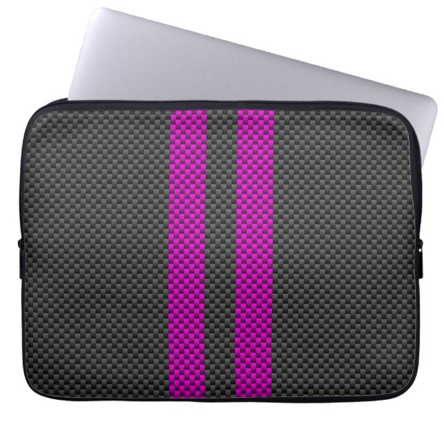 Housse Pour Ordinateur Portable Bandes de course roses verticales en style fibre d (Devant)