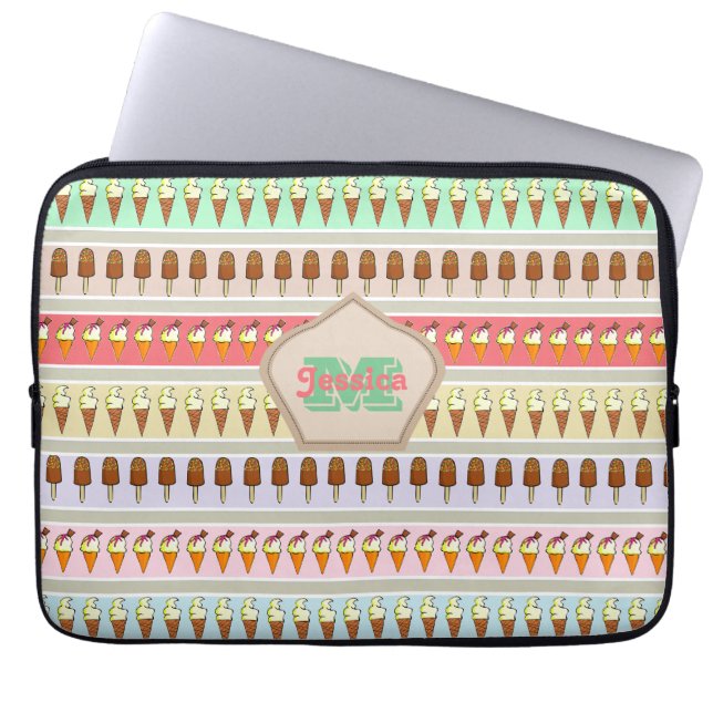 Housse Pour Ordinateur Portable Bandes de crème glacée personnalisées (Devant)