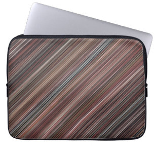 Housse Pour Ordinateur Portable Bandes diagonales noires, Brown et blanches