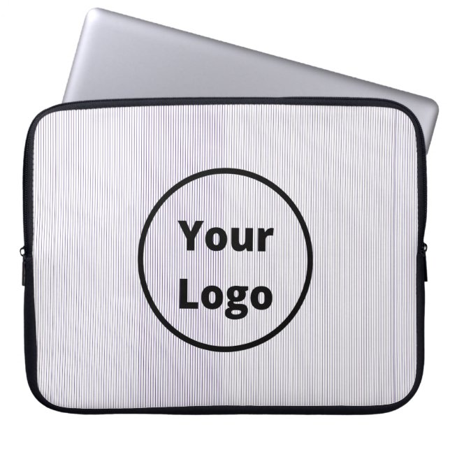 Housse Pour Ordinateur Portable Bandes fines noires et blanches (Devant)