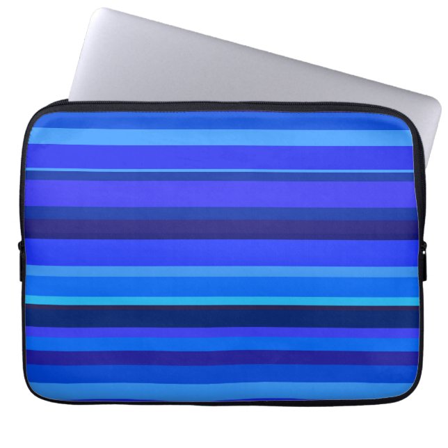 Housse Pour Ordinateur Portable Bandes horizontales bleues (Devant)