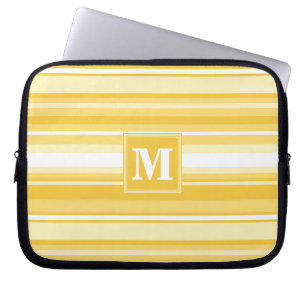 Housse Pour Ordinateur Portable Bandes jaunes monogrammes
