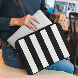 Housse Pour Ordinateur Portable Bandes noires et blanches, Motif rayé, Lignes