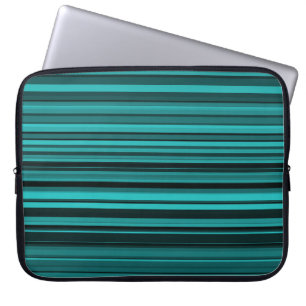 Housse Pour Ordinateur Portable Bandes noires turquoises