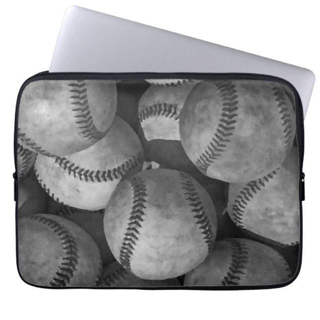 Housse Pour Ordinateur Portable Baseball noir et blanc (Devant)