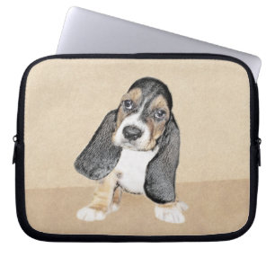 Housse Pour Ordinateur Portable Basset Hound Peinture Chiot - Art Chien original