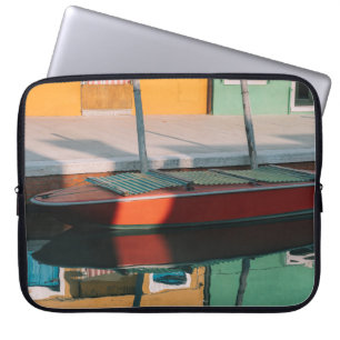HOUSSE POUR ORDINATEUR PORTABLE BATEAU ROUGE ET VERT ACCUEIL SUR LE QUAI