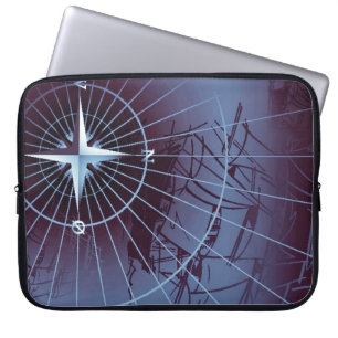 Housse Pour Ordinateur Portable Bateaux de navigation nautiques de minuit de