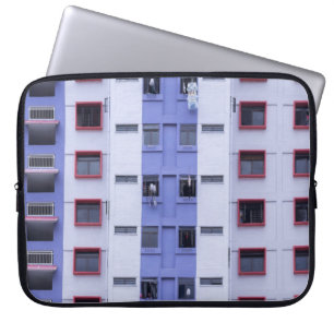Housse Pour Ordinateur Portable Bâtiment haut bleu et blanc