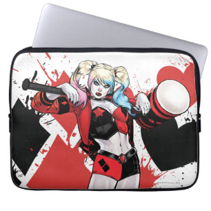 Housse Pour Ordinateur Portable Batman   Harley Quinn Hearts & Diamonds Splatter