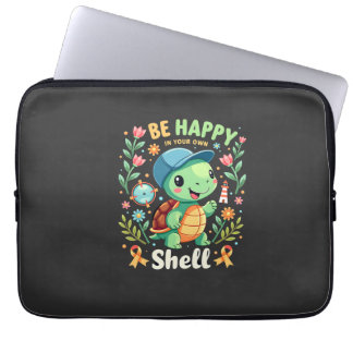 Housse Pour Ordinateur Portable Be Happy In Your Own Shell Turtle Autism Awareness