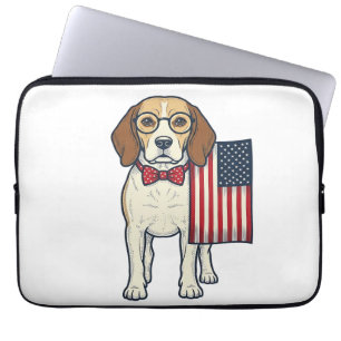 Housse Pour Ordinateur Portable Beagle patriotique avec drapeau vintage vector art