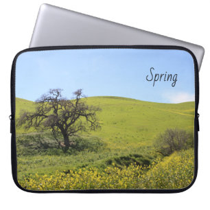 Housse Pour Ordinateur Portable Beau Chênes Fleur sauvage à flanc de colline au pr