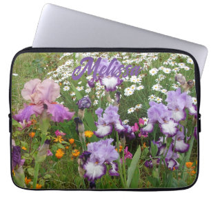 Housse Pour Ordinateur Portable Beau Jardin fleuri pourpre Iris Irises