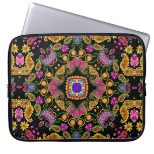 Housse Pour Ordinateur Portable Beau ornement fleuri avec fleurs vives et