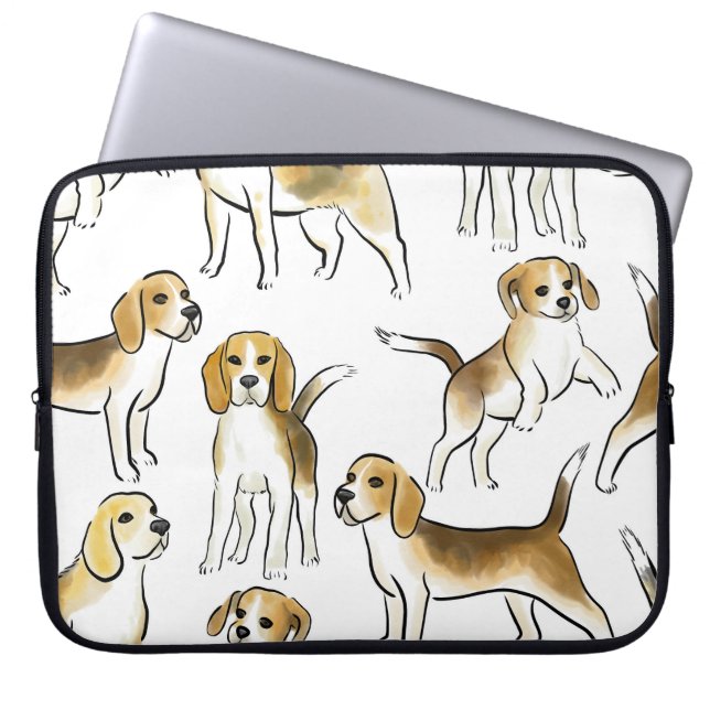 Housse Pour Ordinateur Portable Beauté beagle : Motif de chien aquarelle (Devant)