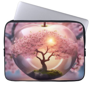 Housse Pour Ordinateur Portable "Beauté réfléchie : Pomme de verre avec arbre en f